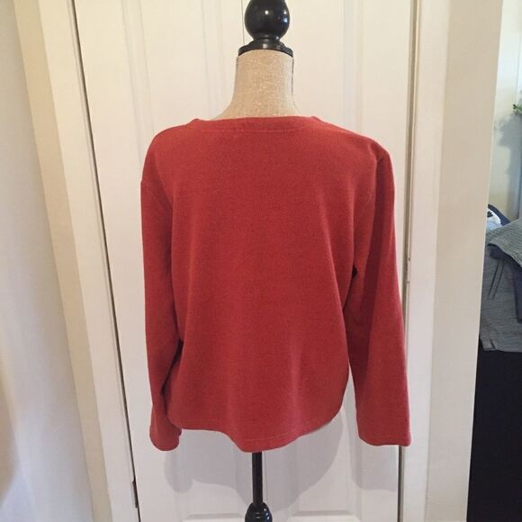 Orvis Rust Round Neck Button Front Cotton Cardigan Women’s Sz L - Picture 3 of 5